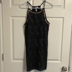 Elegant Black Beaded Dress